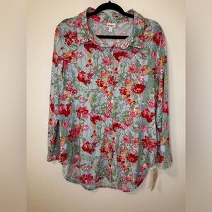 NEW LuLaRoe Valentina Large Floral Button Down Shirt